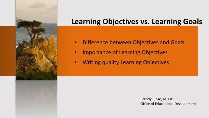 learning objectives vs learning goals