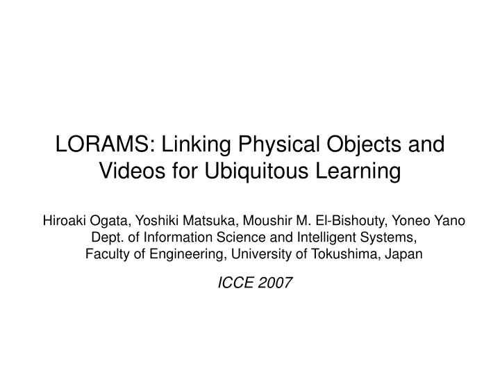 lorams linking physical objects and videos for ubiquitous learning