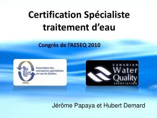 Certification Spécialiste traitement d’eau