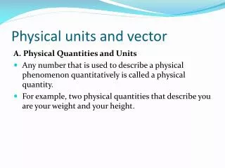 Physical units and vector