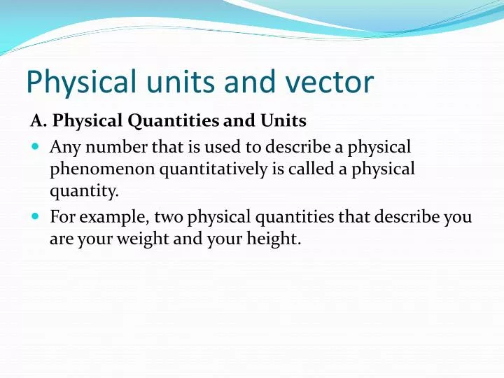 physical units and vector