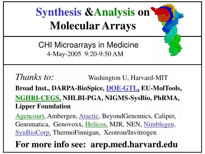 synthesis analysis on molecular arrays