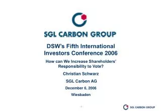 DSW’s Fifth International Investors Conference 2006