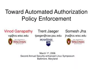 Toward Automated Authorization Policy Enforcement