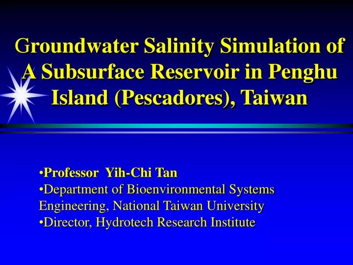 g roundwater salinity simulation of a subsurface reservoir in penghu island pescadores taiwan