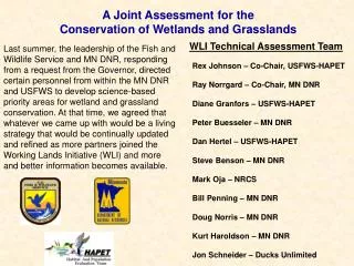 A Joint Assessment for the Conservation of Wetlands and Grasslands