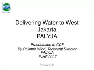Delivering Water to West Jakarta PALYJA