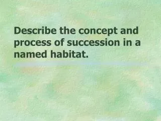 Describe the concept and process of succession in a named habitat.