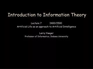 Introduction to Information Theory