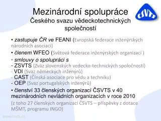 Mezinárodní spolupráce Českého svazu vědeckotechnických společností