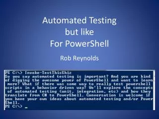 Automated Testing but like For PowerShell