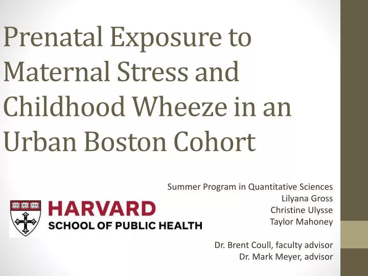 prenatal exposure to maternal stress and childhood wheeze in an urban boston cohort