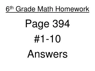 6 th Grade Math Homework