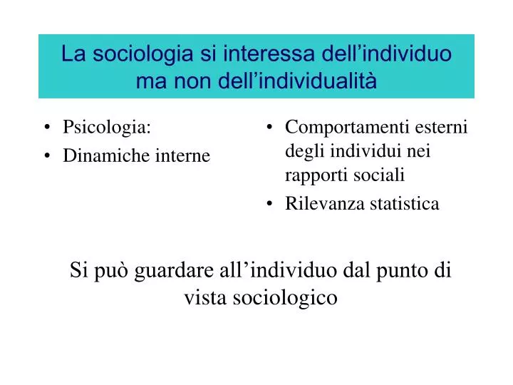 la sociologia si interessa dell individuo ma non dell individualit