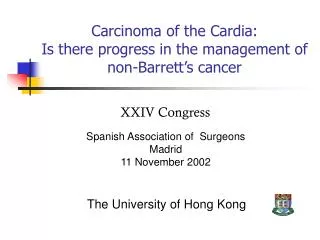 Carcinoma of the Cardia: Is there progress in the management of non-Barrett’s cancer