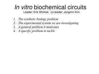 In vitro biochemical circuits