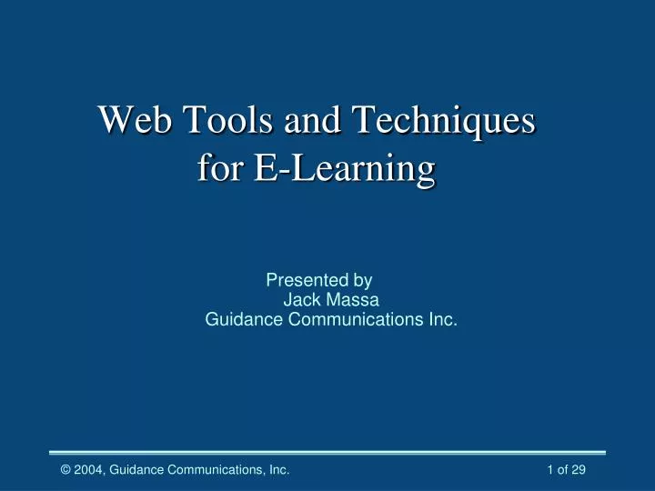 web tools and techniques for e learning