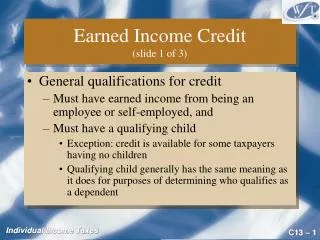 Earned Income Credit (slide 1 of 3)