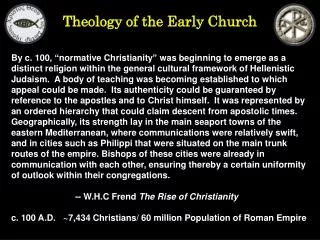 Theology of the Early Church