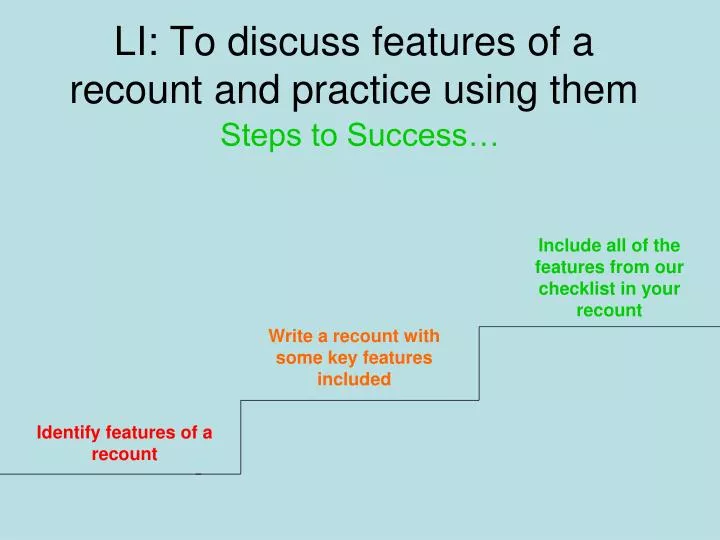 li to discuss features of a recount and practice using them