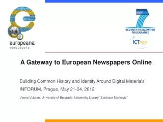 A Gateway to European Newspapers Online