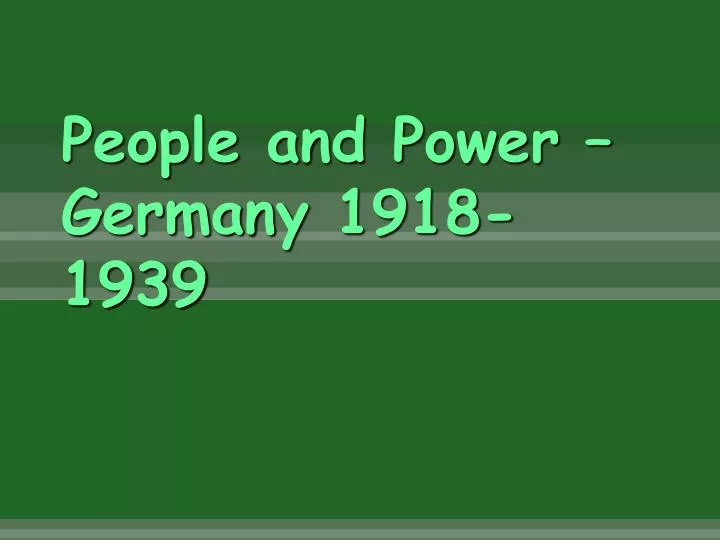 people and power germany 1918 1939