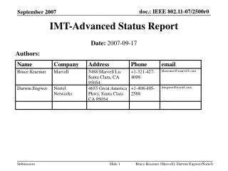 imt advanced status report