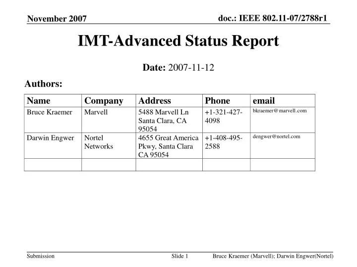 imt advanced status report
