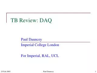 TB Review: DAQ