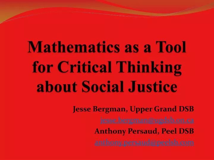 mathematics as a tool for critical thinking about social justice