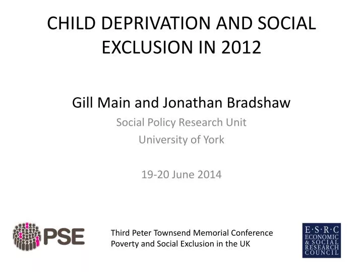 child deprivation and social exclusion in 2012
