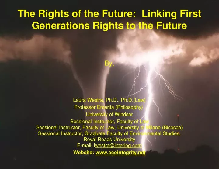 the rights of the future linking first generations rights to the future by