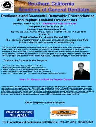Presents Predictable and Successful Removable Prosthodontics