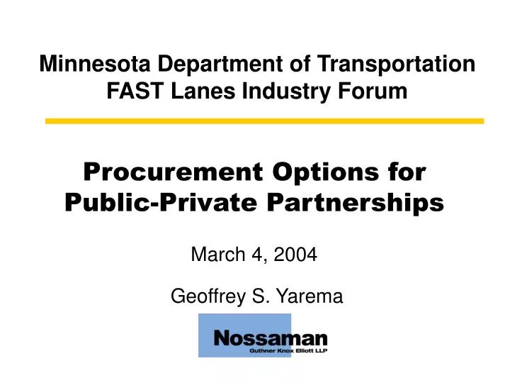 procurement options for public private partnerships march 4 2004