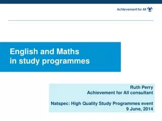 English and Maths in study programmes