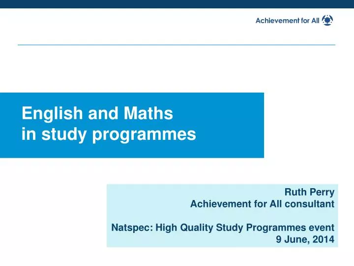 english and maths in study programmes