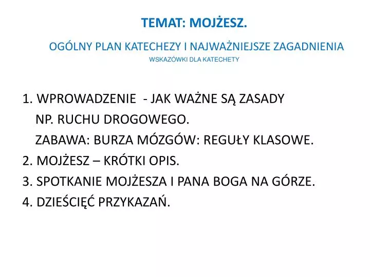 temat moj esz og lny plan katechezy i najwa niejsze zagadnienia wskaz wki dla katechety