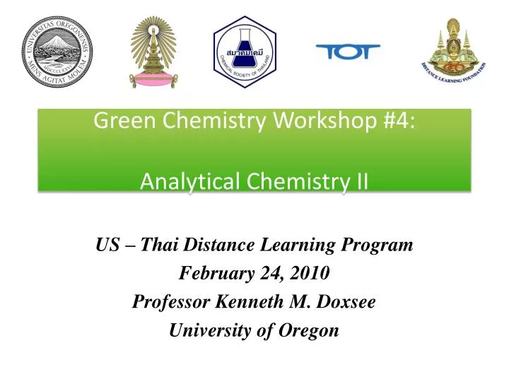 green chemistry workshop 4 analytical chemistry ii