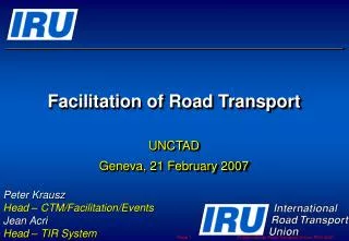 Facilitation of Road Transport
