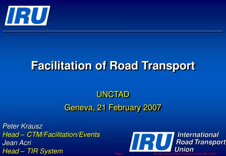 facilitation of road transport