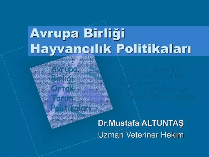 avrupa birli i hayvanc l k politikalar