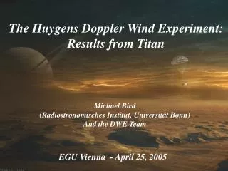 The Huygens Doppler Wind Experiment: Results from Titan