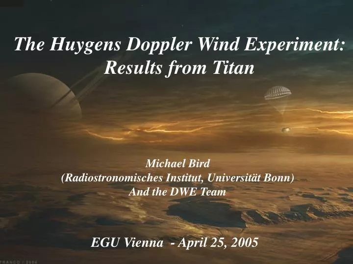 the huygens doppler wind experiment results from titan