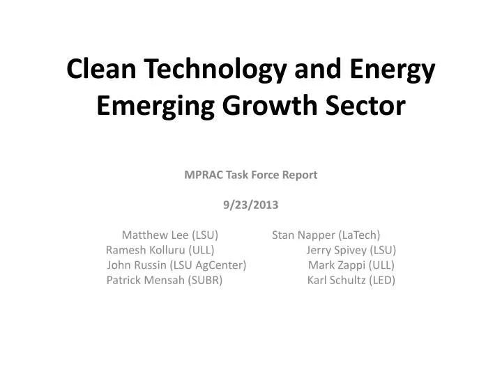 clean technology and energy emerging growth sector