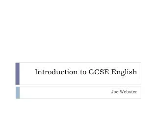Introduction to GCSE English