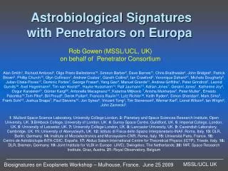  Astrobiological Signatures with Penetrators on Europa