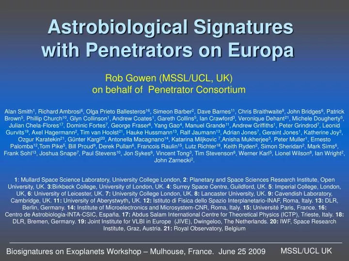 astrobiological signatures with penetrators on europa