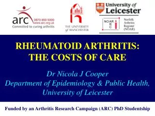 Funded by an Arthritis Research Campaign (ARC) PhD Studentship