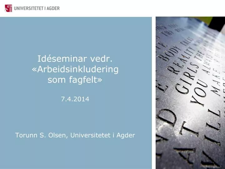 id seminar vedr arbeidsinkludering som fagfelt 7 4 2014