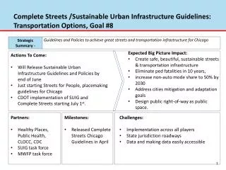 Complete Streets /Sustainable Urban Infrastructure Guidelines: Transportation Options, Goal #8